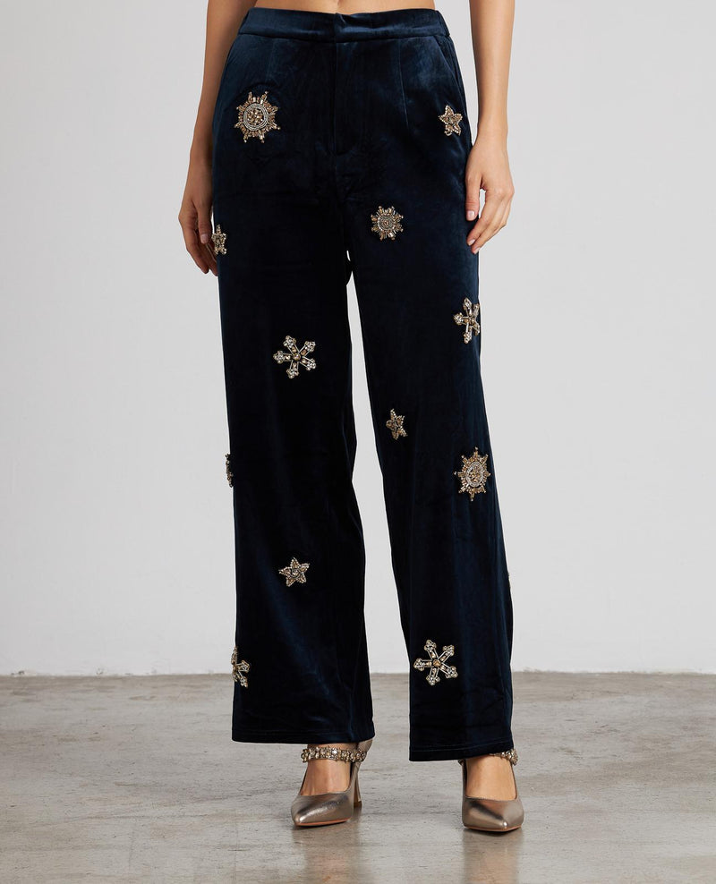 PANTALÓN RECTO TERCIOPELO ABALORIOS