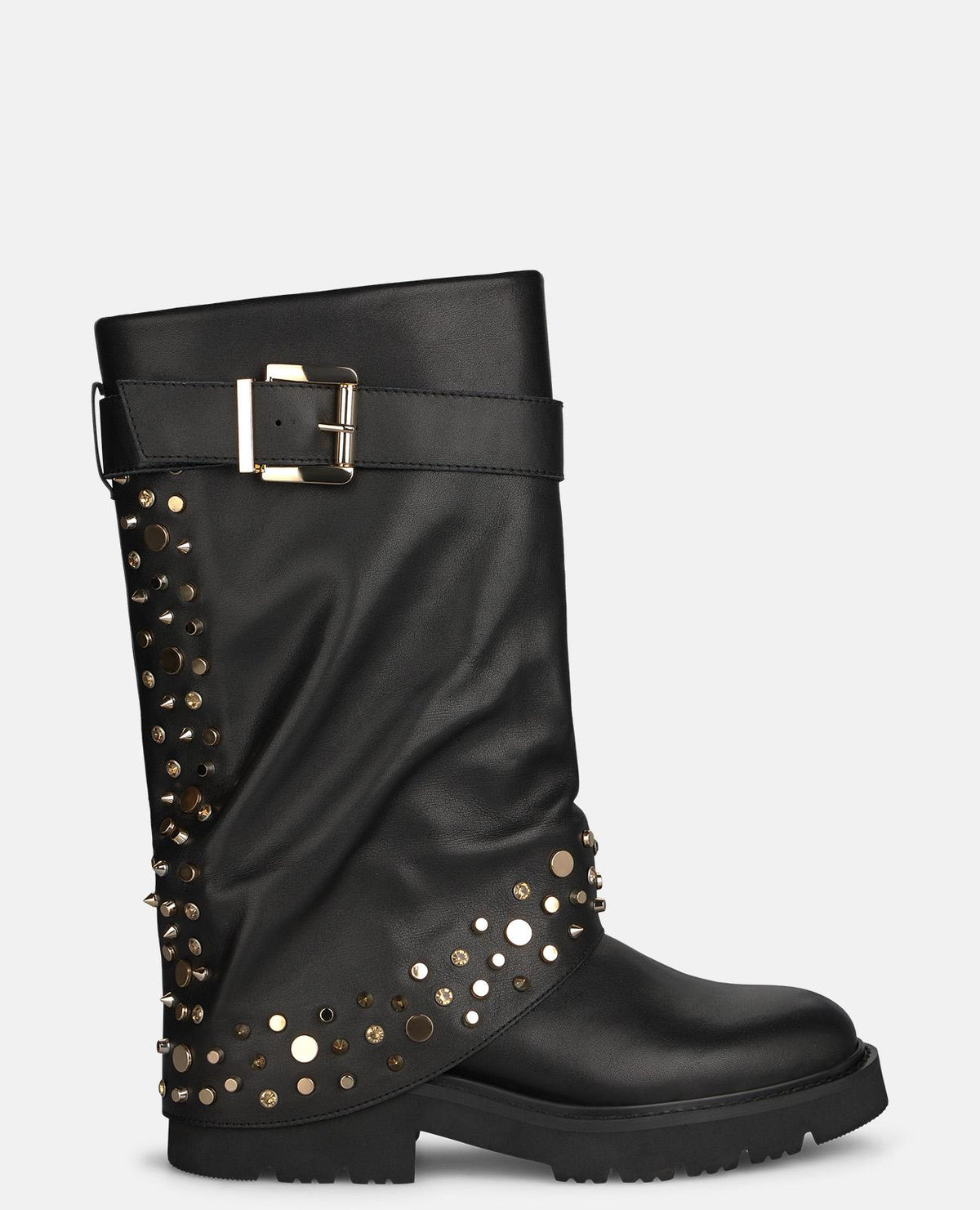 BOTA MILITAR DE NAPA CON TACHAS METÁLICAS