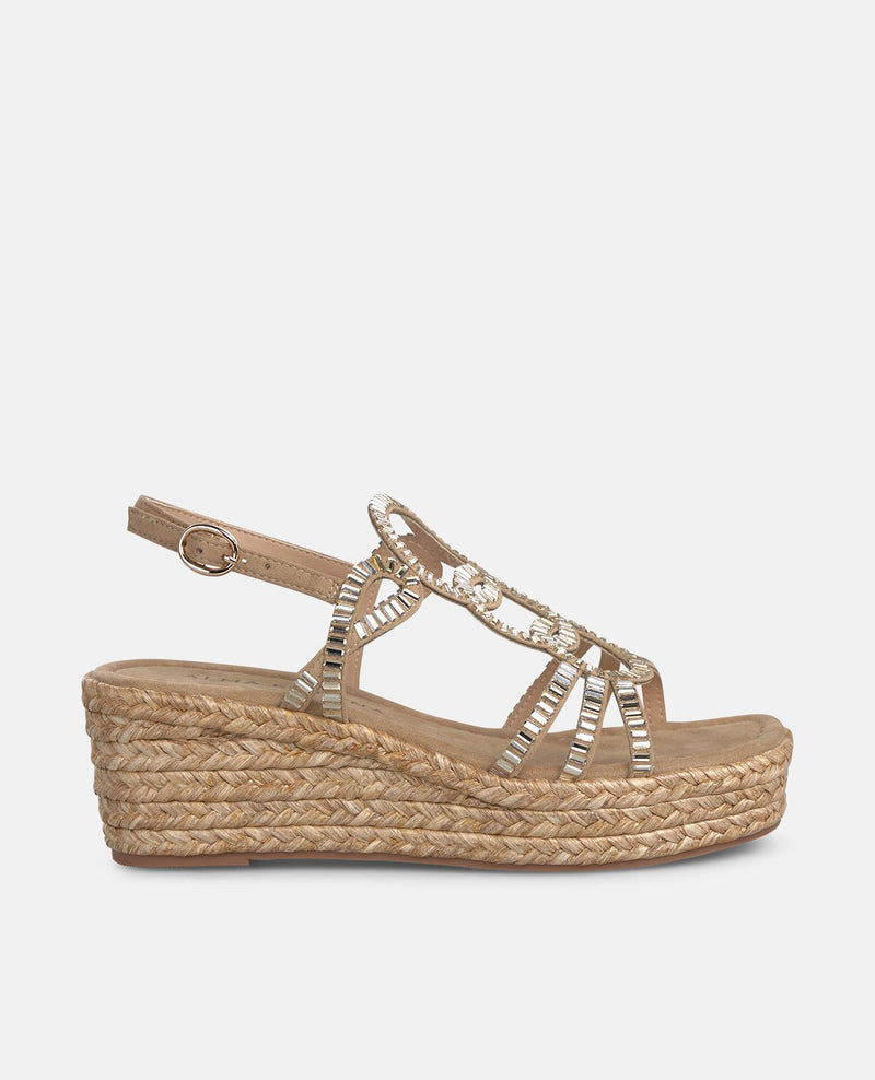 Sandálias de cunha com tiras circulares