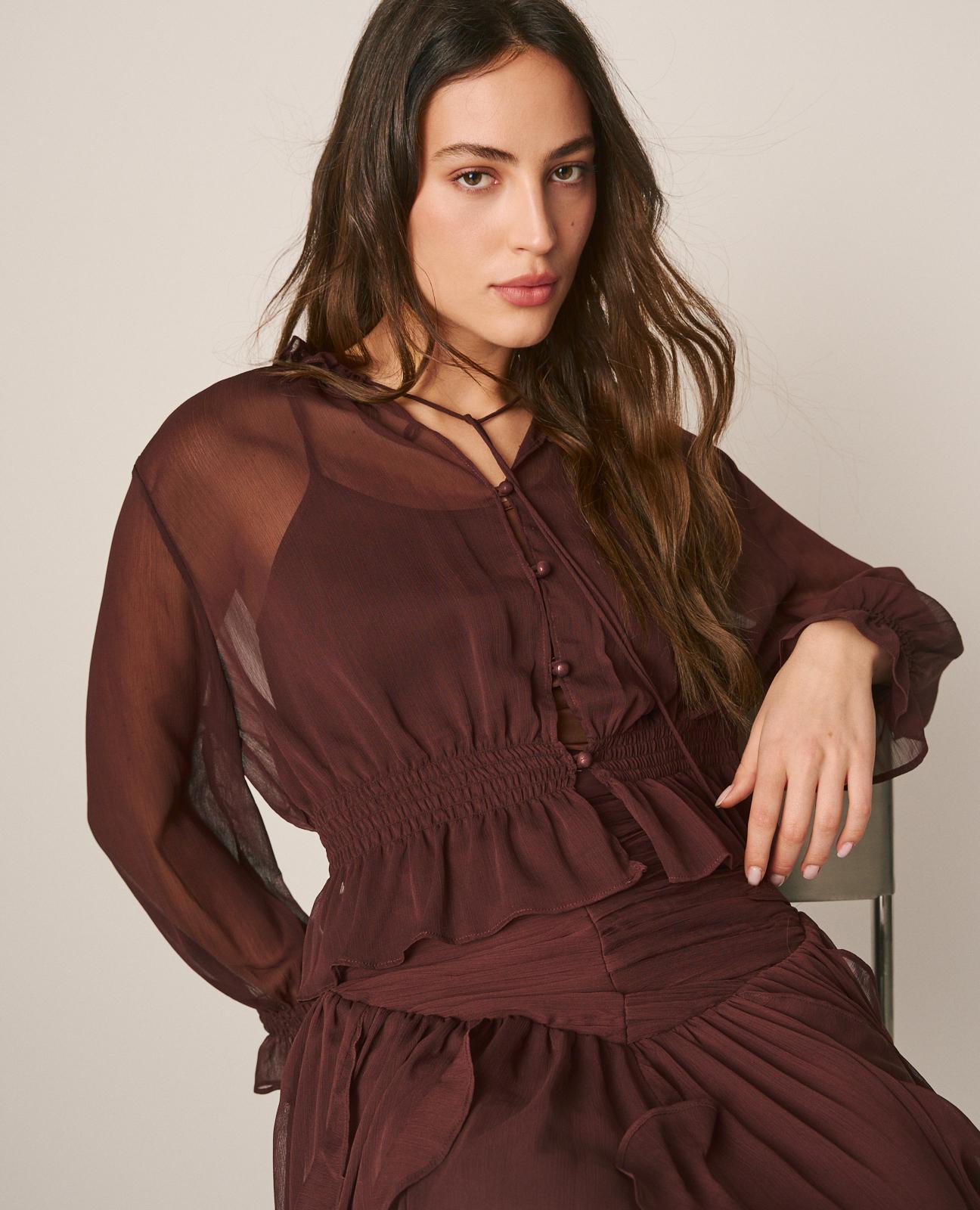 BLUSA SEMITRANSPARENTE VOLANTES