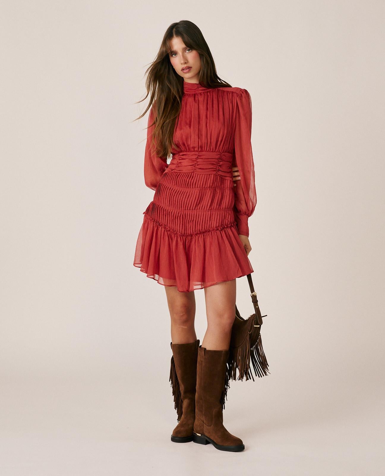 VESTIDO MINI GASA LISO