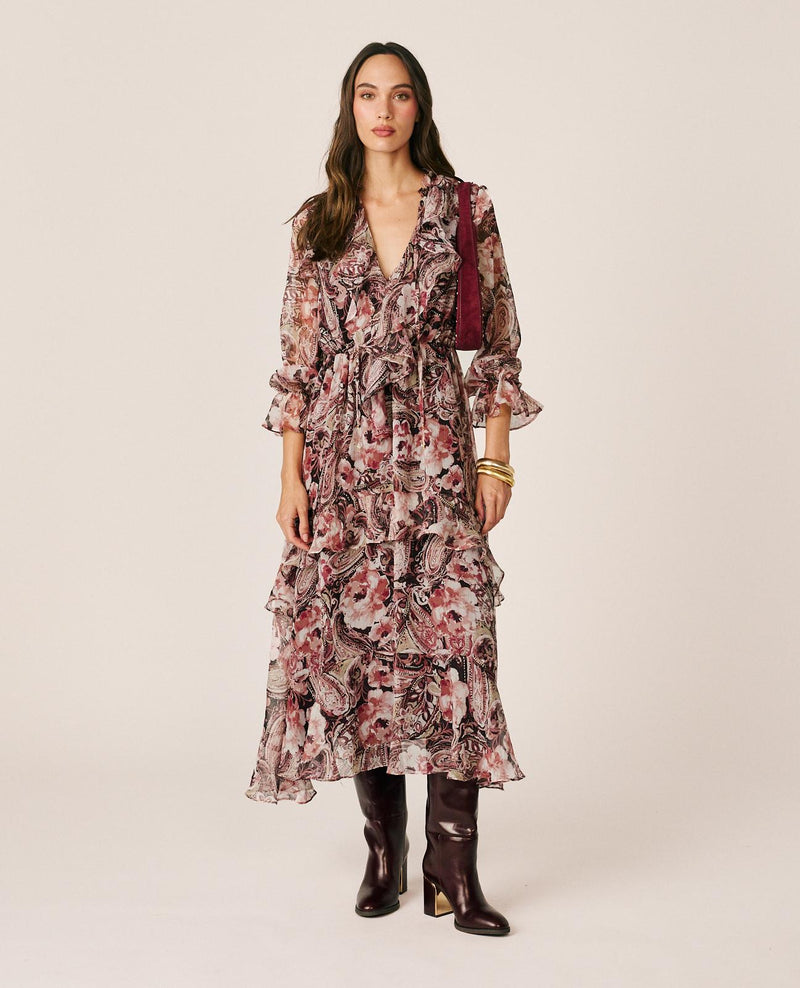 VESTIDO MIDI GASA FLORAL