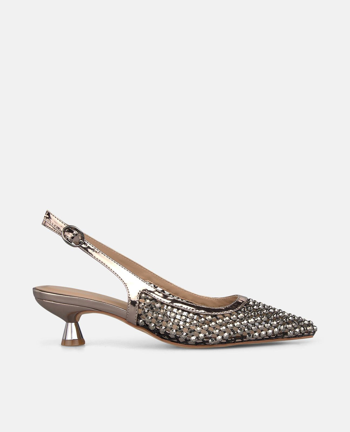 SCARPA CON TALLONE APERTO IN MAGLIA EFFETTO METALLIZZATO