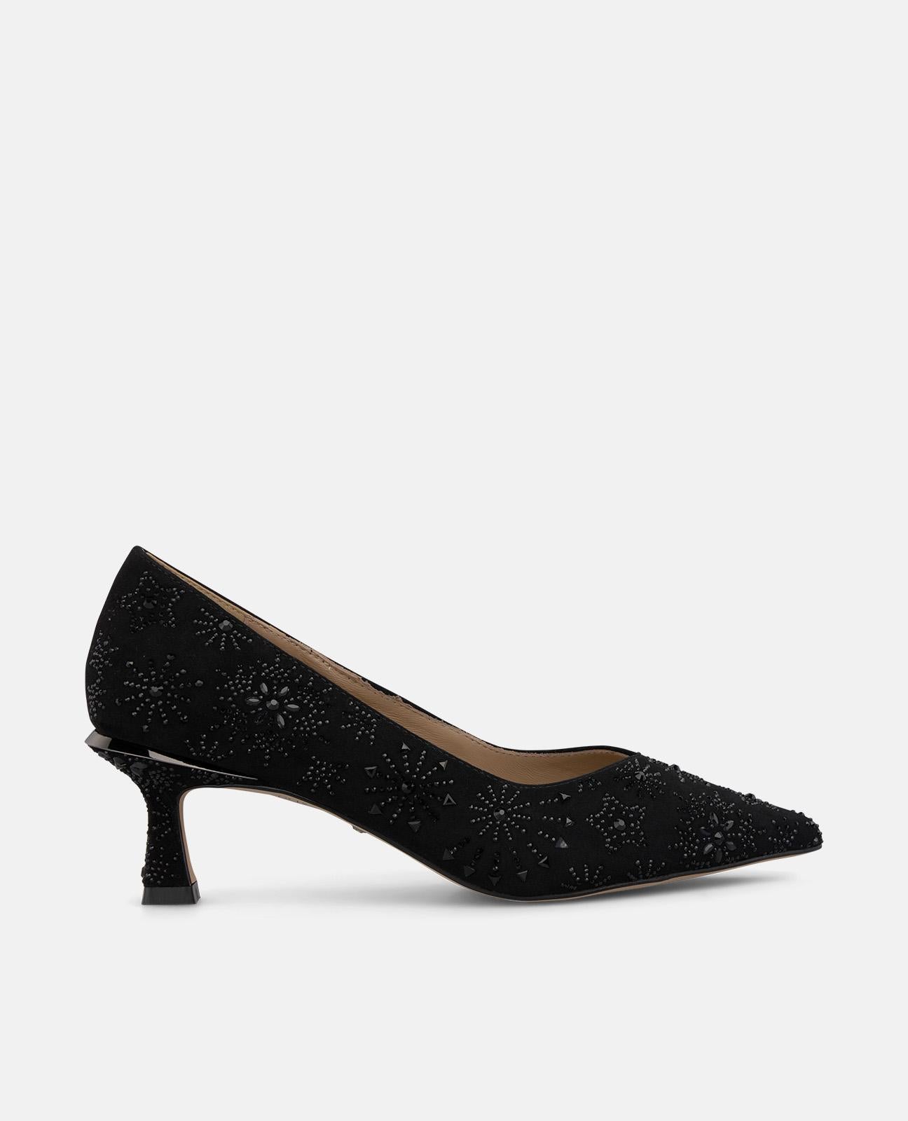 ZAPATO DE SALÓN EN ANTE CON PEDRERÍA