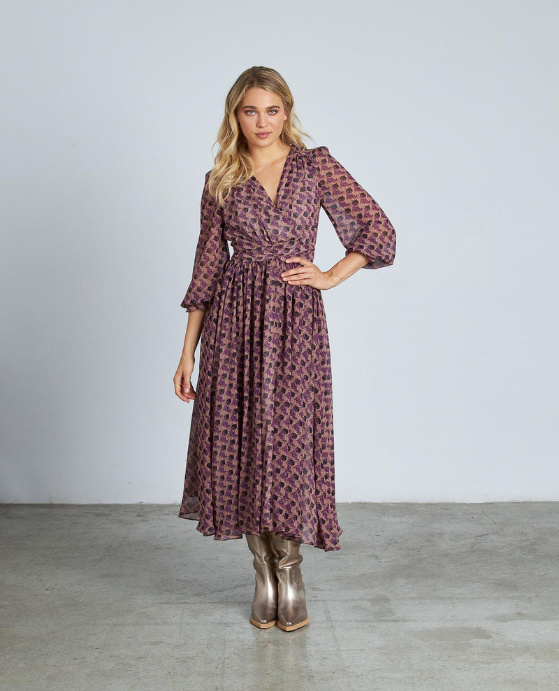 VESTIDO ESTAMPADO MANGA ABULLONADA