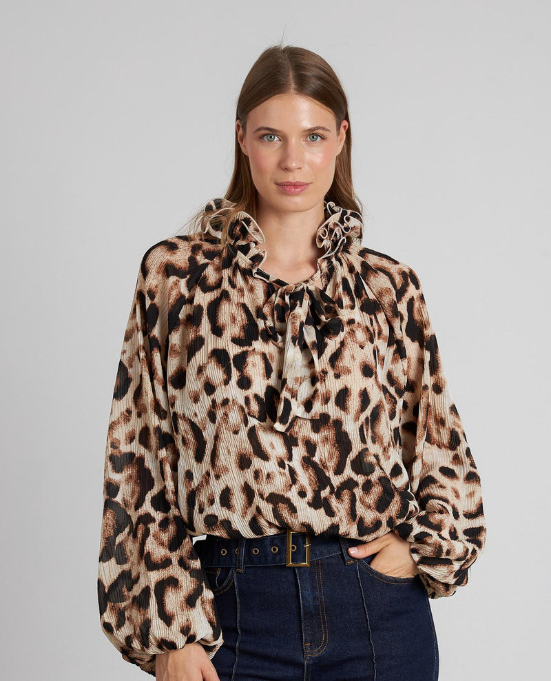 KNOTTED COLLAR BLOUSE