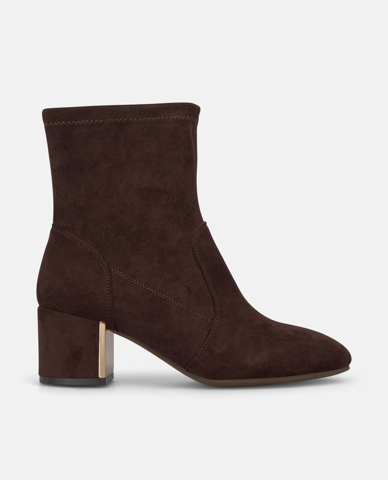 SUEDE-LOOK HEELED ANKLE BOOTS