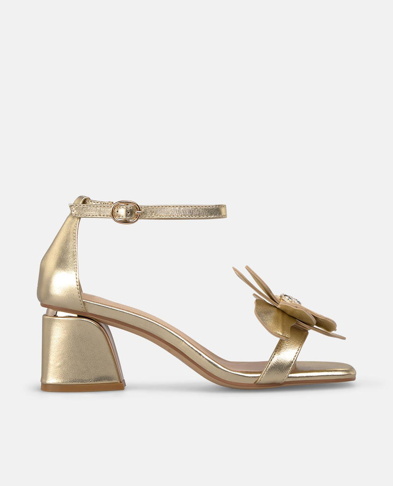 SANDALIA FLOR METALIZADA