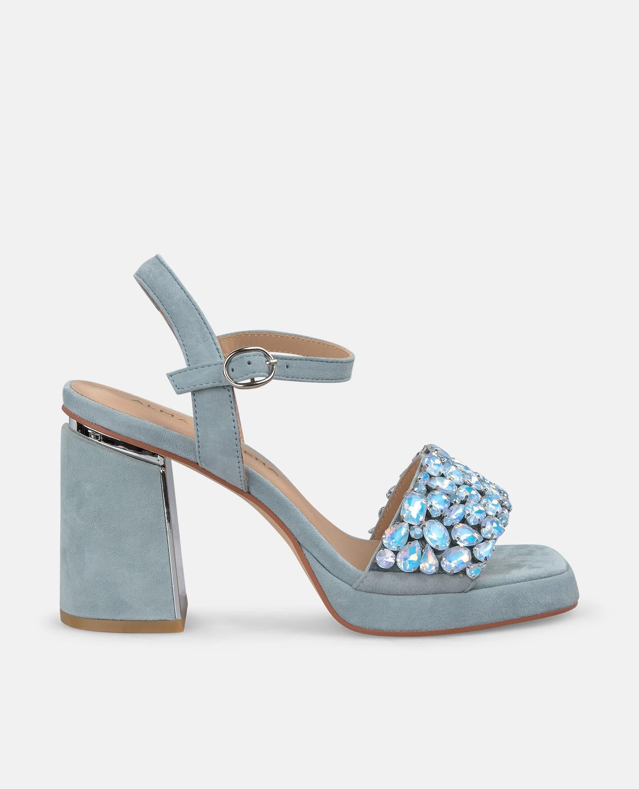 WIDE STRAP SANDAL WITH RHINESTONES
