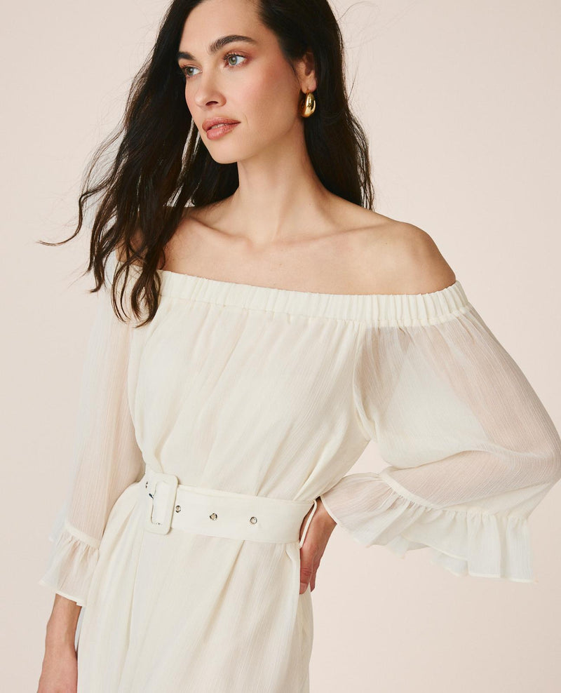 FLARED SLEEVE MIDI DRESS