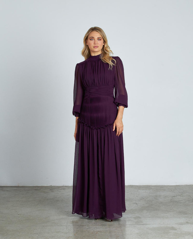 VESTIDO LARGO CON FRUNCIDO