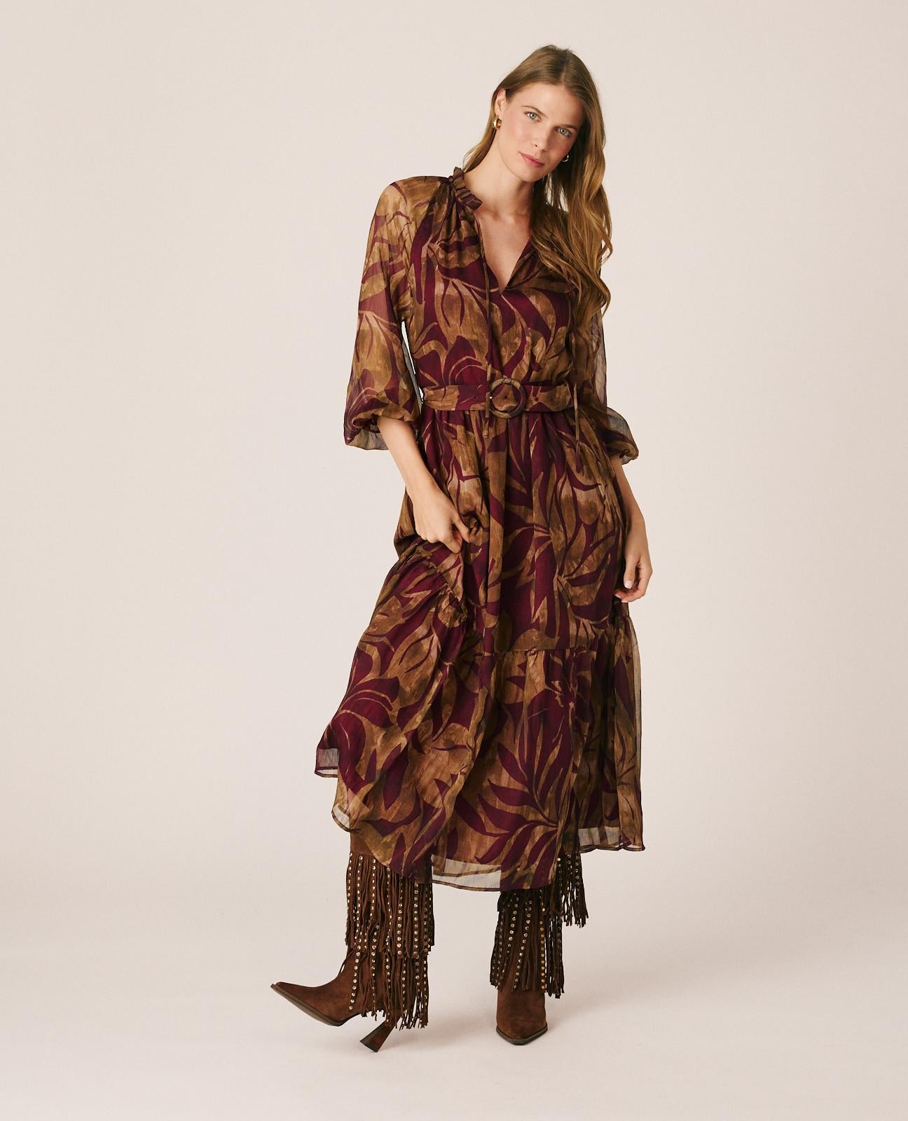 VESTIDO MIDI GASA FLORAL
