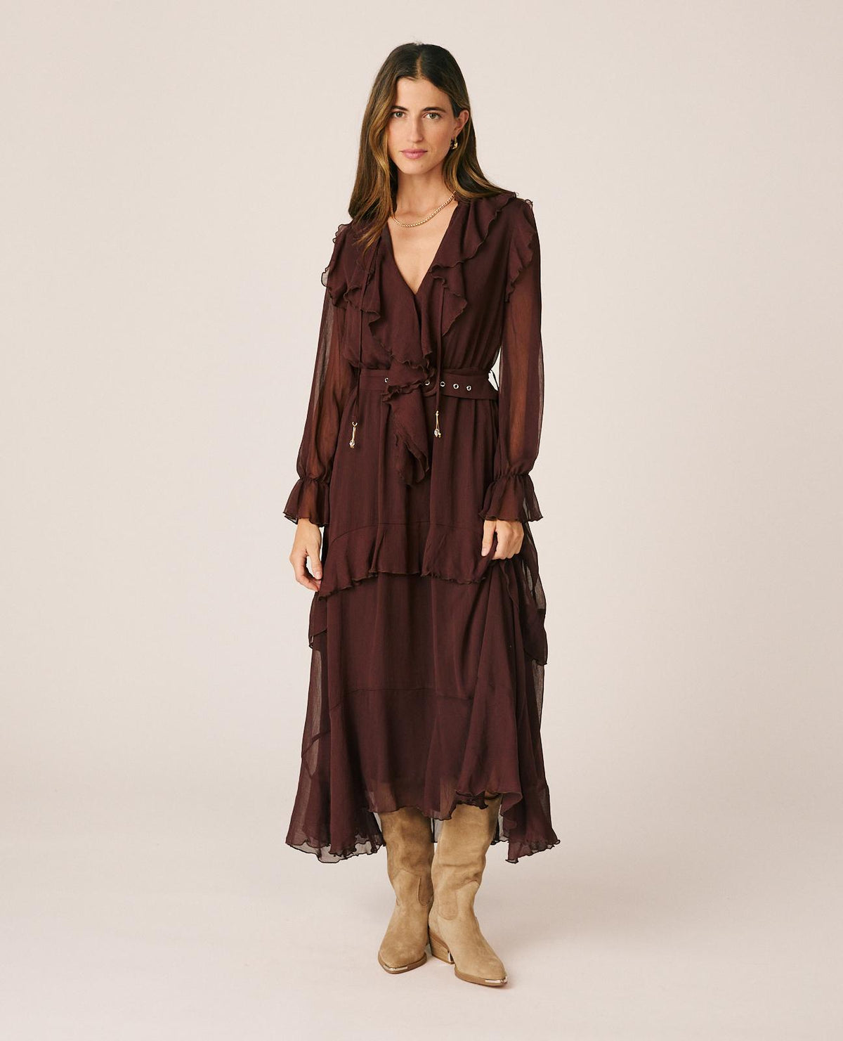 VESTIDO VOLANTES CINTURÓN