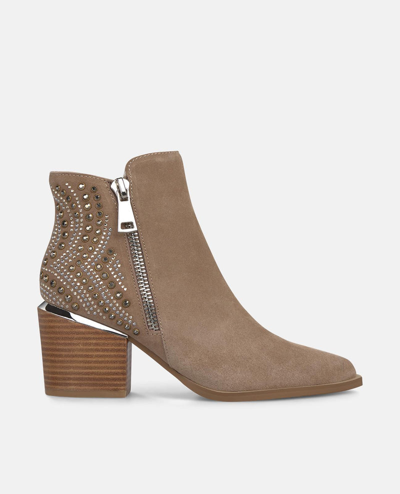 ANKLE BOOTS HEELED WITH STUDS AND RHINESTONES
