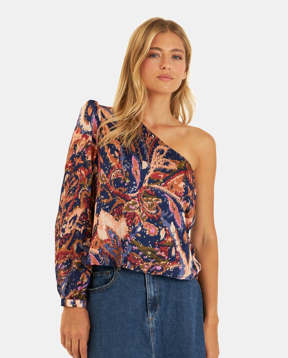 BLOUSE IMPRIMÉE ASYMÉTRIQUE
