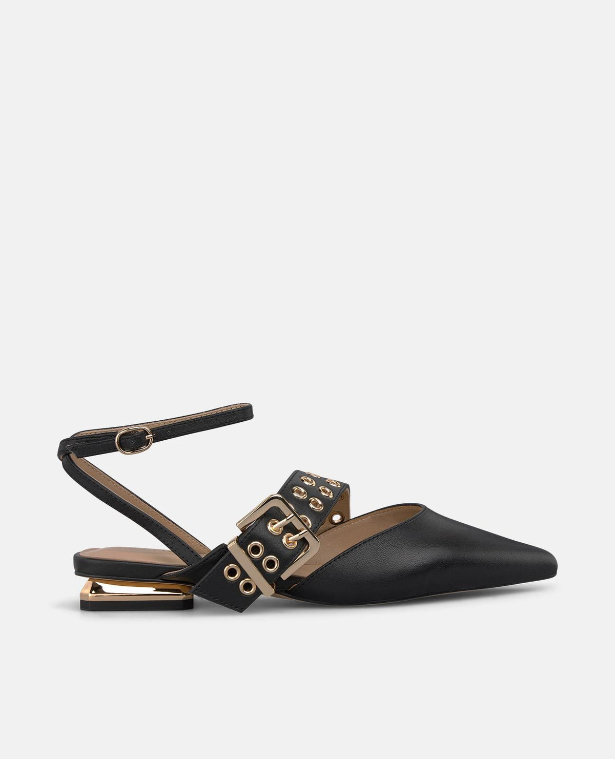 Nappa Leather Flat Shoes with Ankle Strap