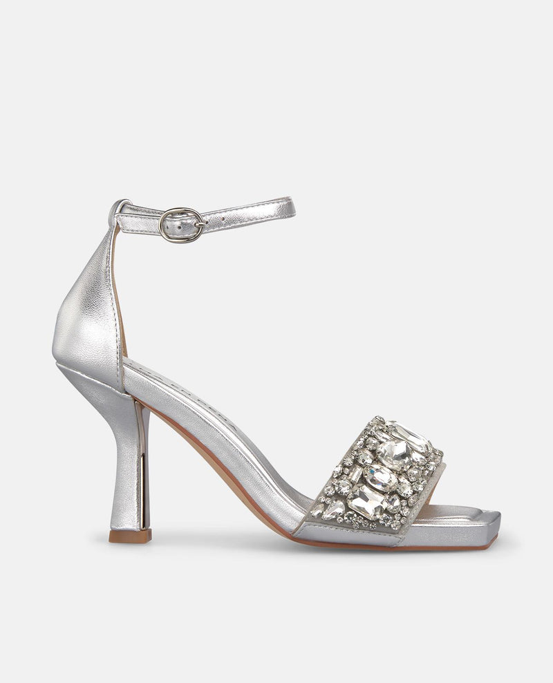 SANDALIA DE TACON METALIZADA