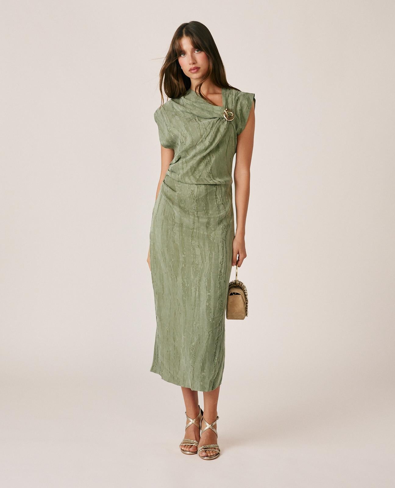 VESTIDO MIDI JACQUARD MOIRÉ