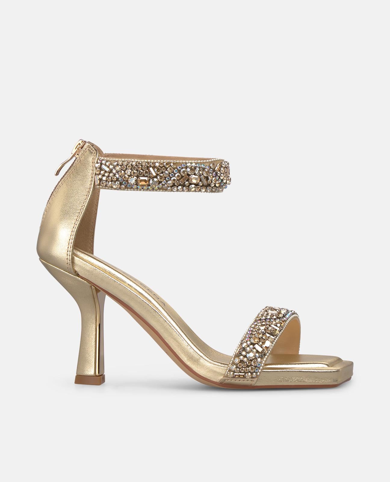 DOUBLE STRAP SANDAL WITH JEWEL EFFECT