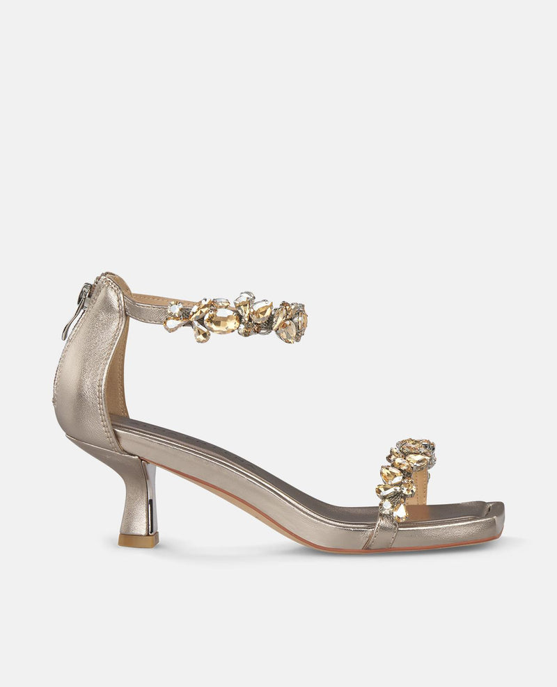 SANDAL CON TALLONE A PEPERONCINO E STRASS