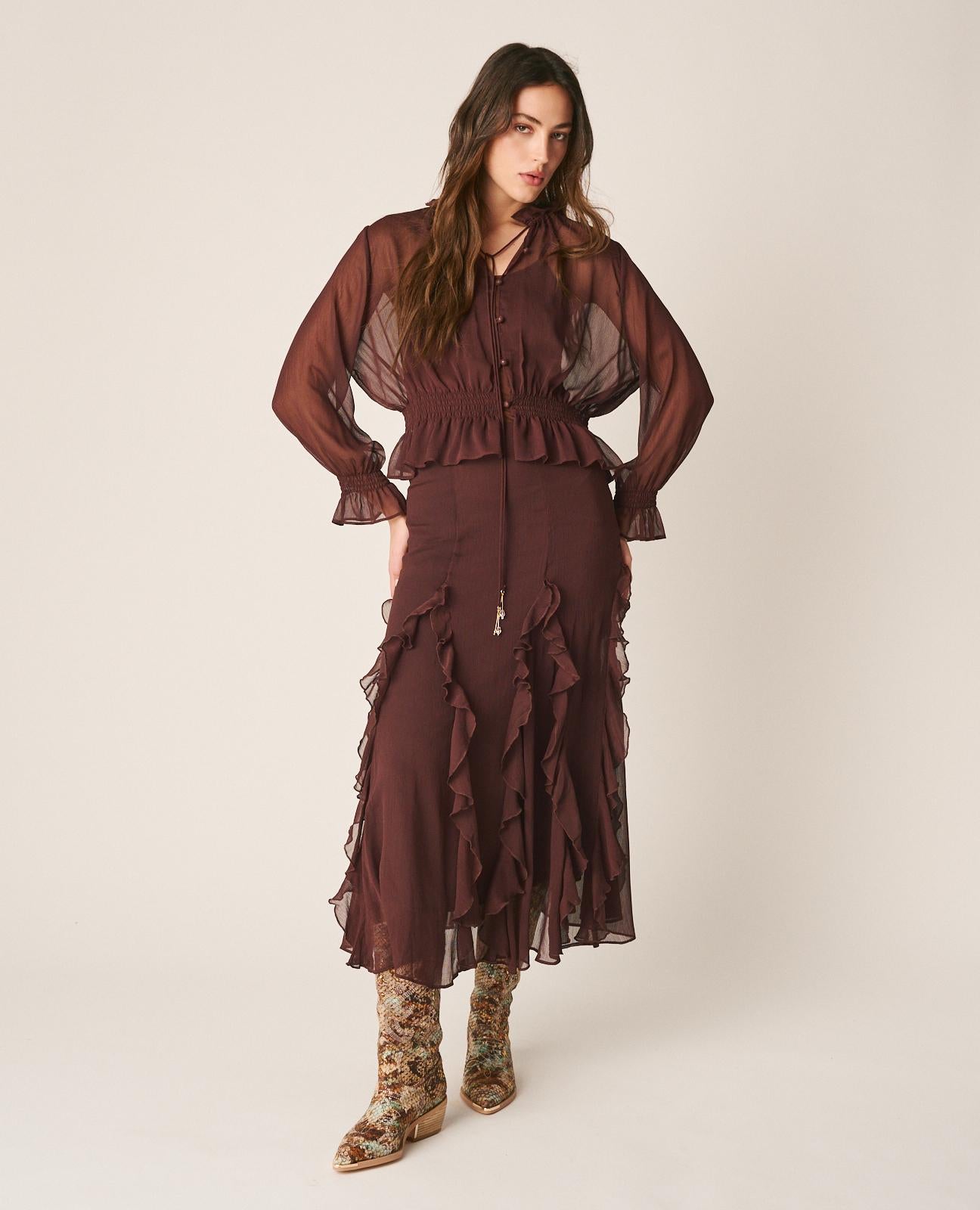 JUPE MIDI À VOLANTS