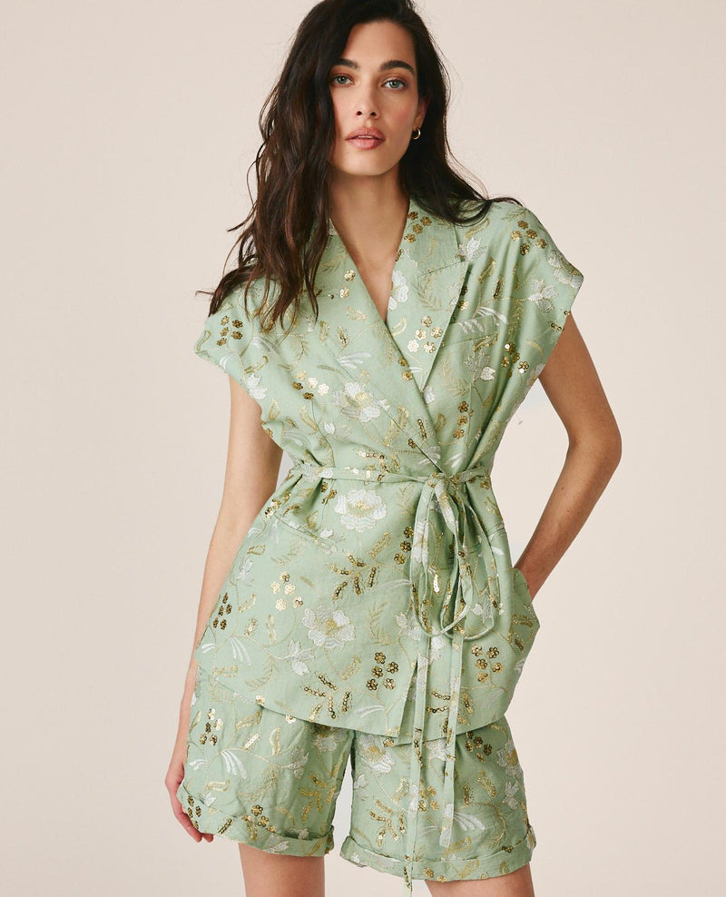 FLORAL-EMBROIDERED VEST