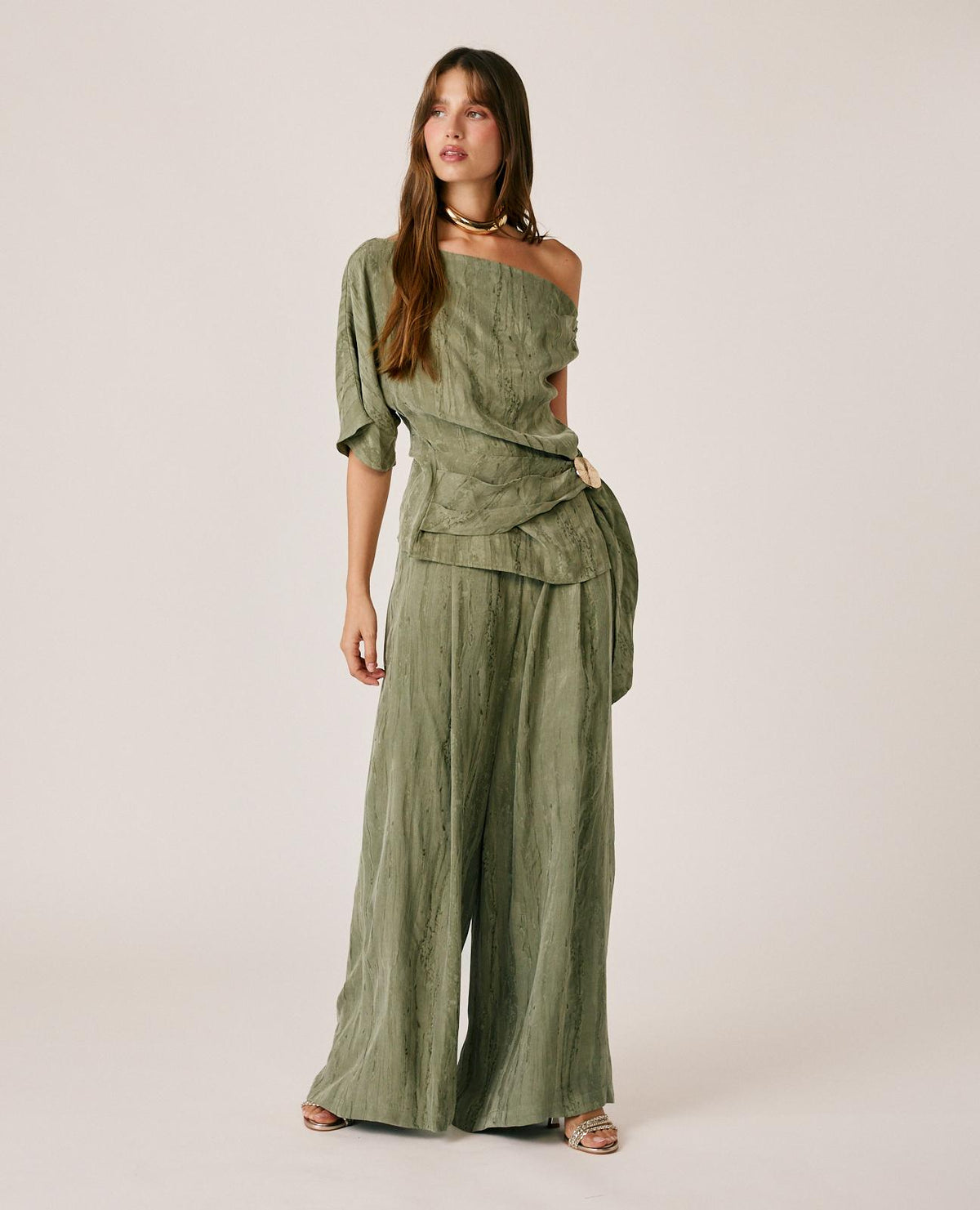 FLOWING JACQUARD PANTS