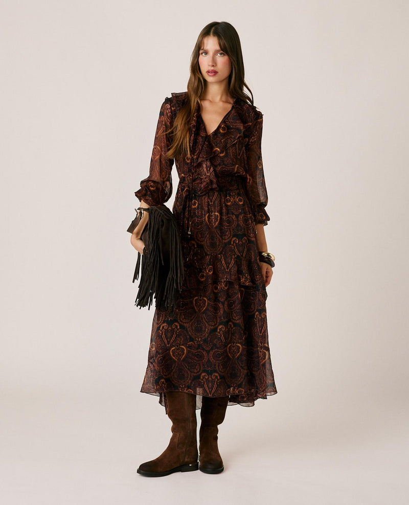 VESTIDO MIDI COM VOLANTES