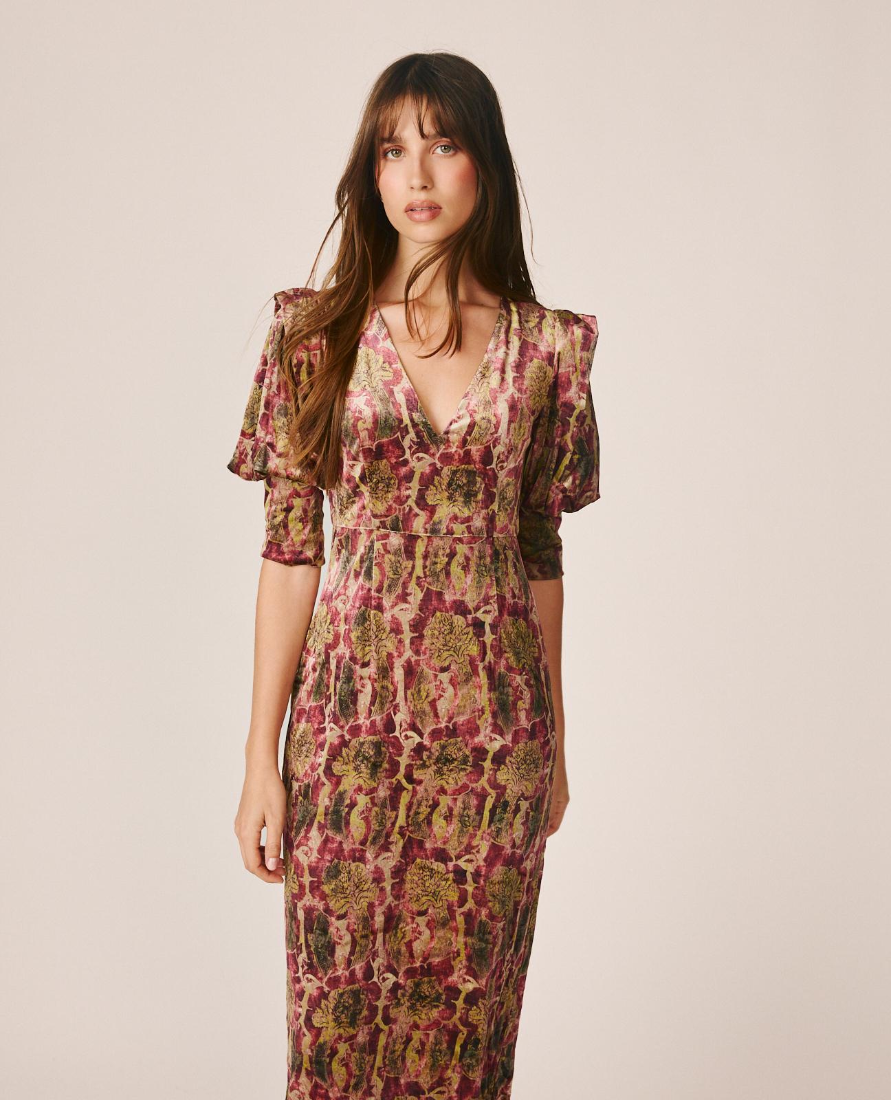 VESTIDO MIDI ESTAMPADO ABSTRACTO
