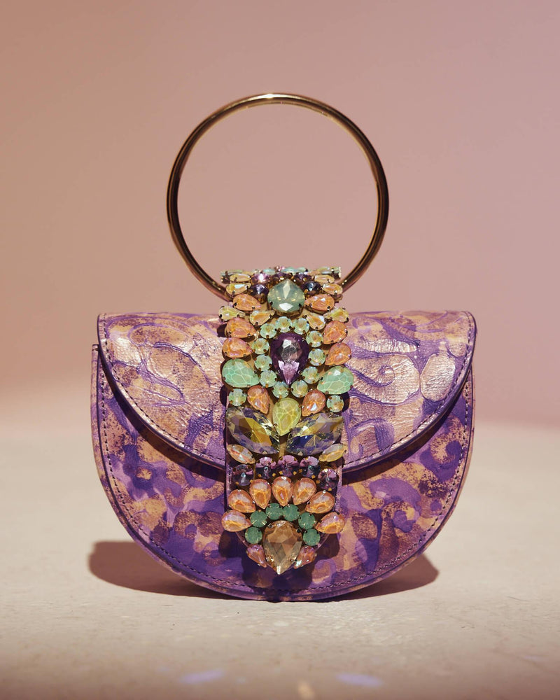 JEWELED HALF MOON BAG