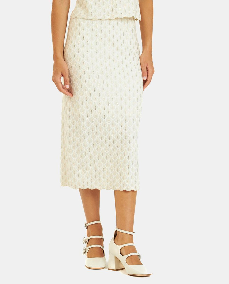 GESTRICKTER ROCK MIT GLÄNZENDEN DETAILS