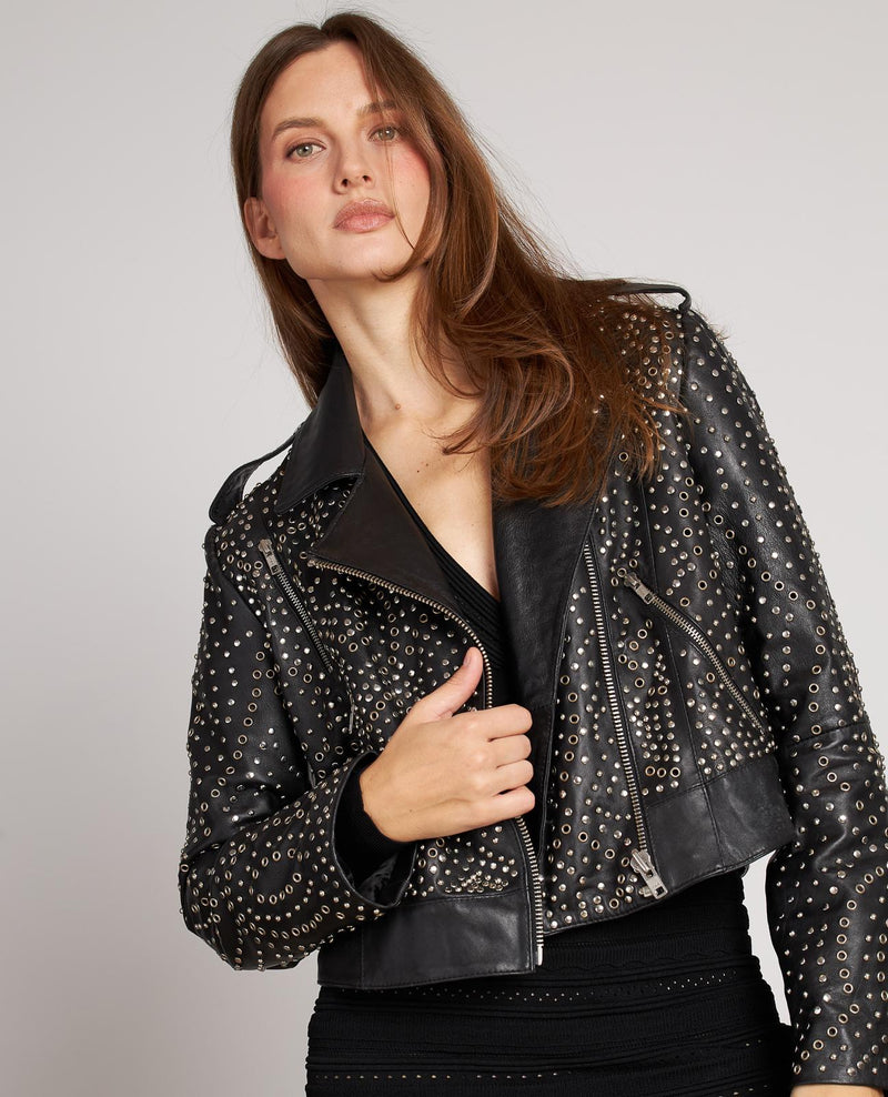 BIKER WITH OPENWORK STUDS