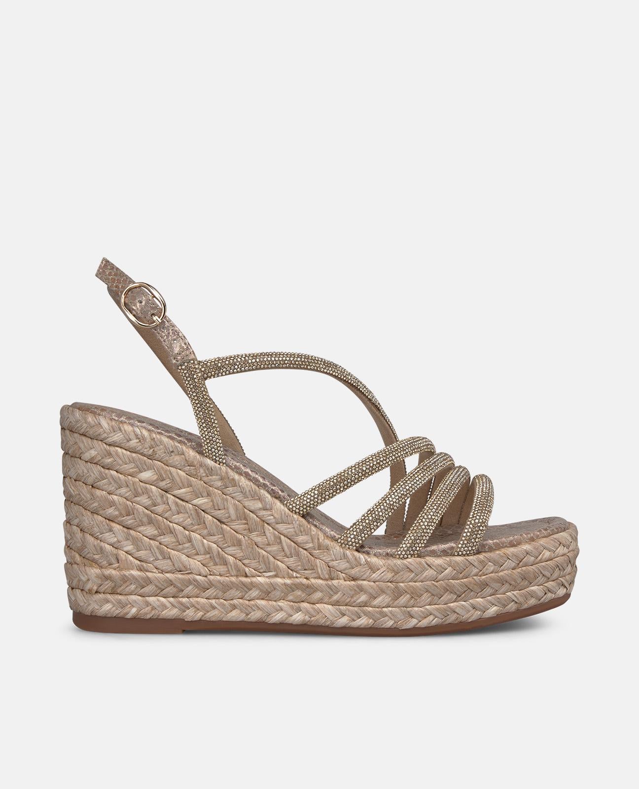 ESPARTO PLATFORM SANDAL WITH FOUR TUBULAR STRAPS