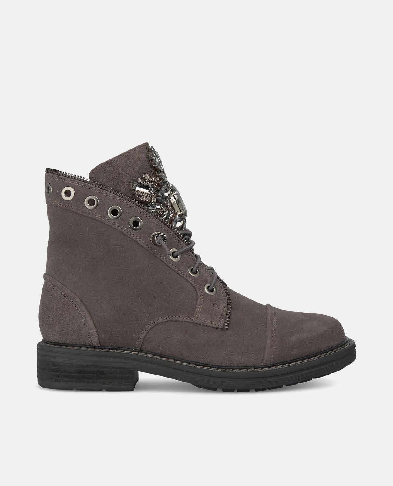 BOTTINES ZIPPÉES AVEC STRASS