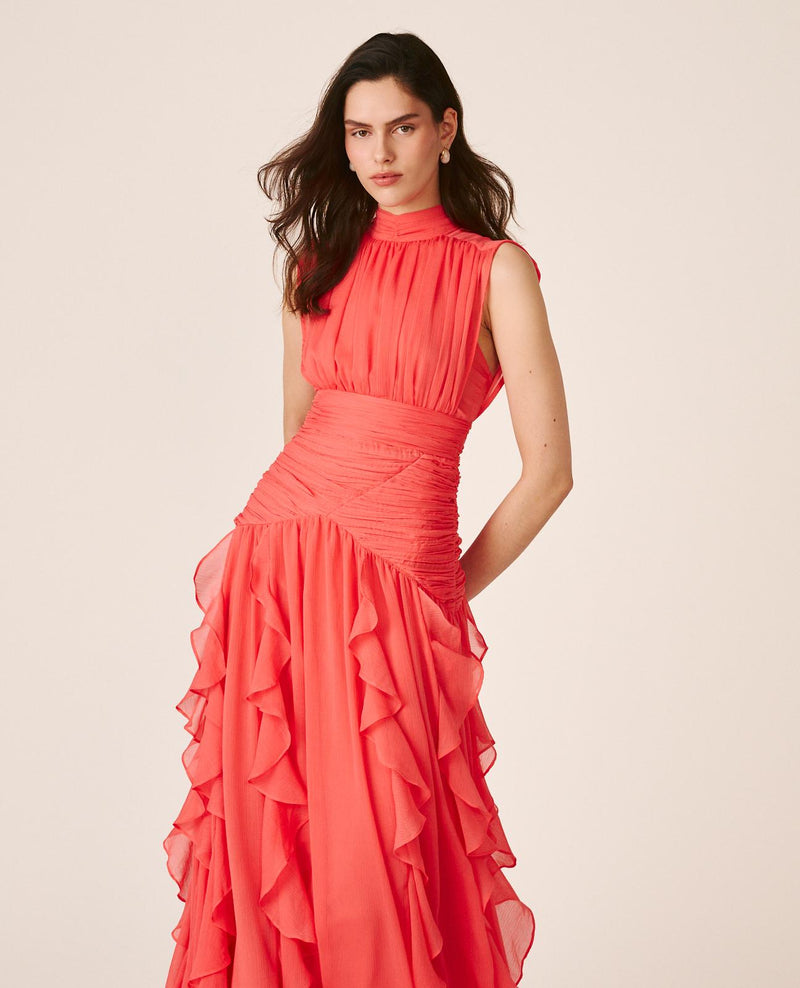 VESTIDO LONGO COM VOLANTES