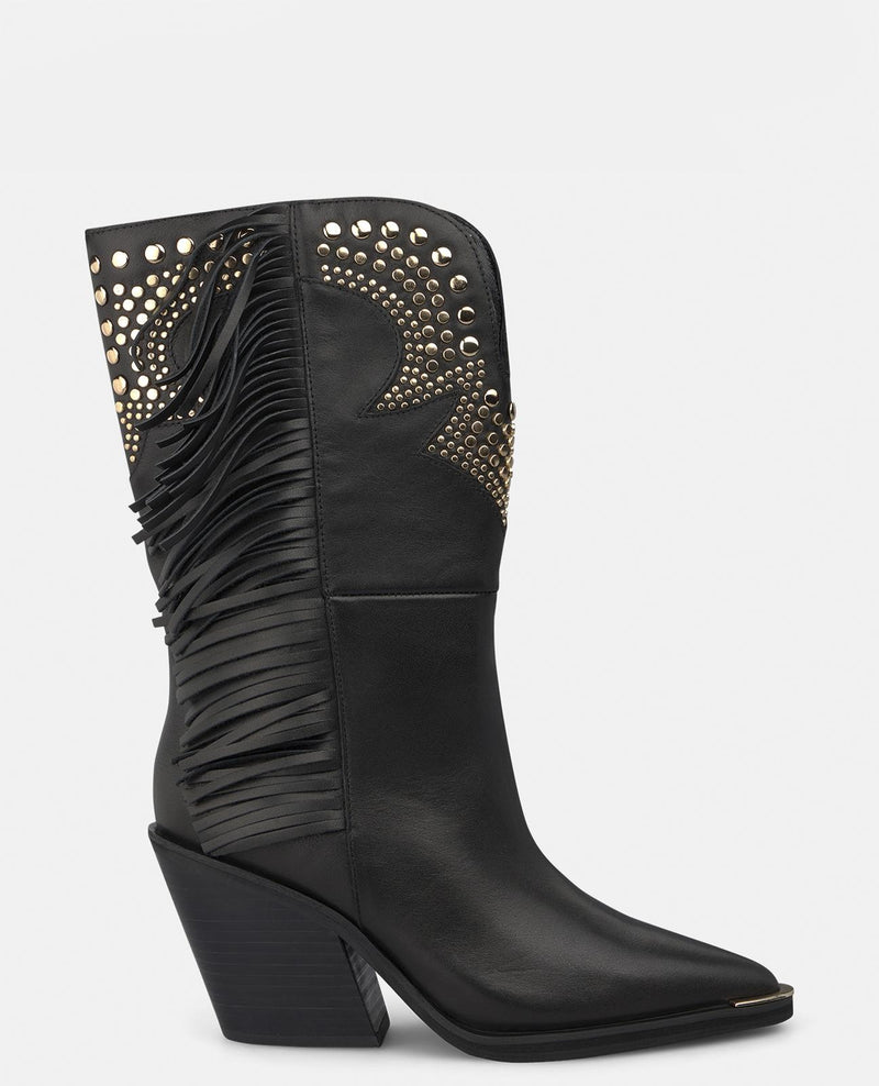 BOTA COWBOY DE PIEL CON TACHAS METÁLICAS