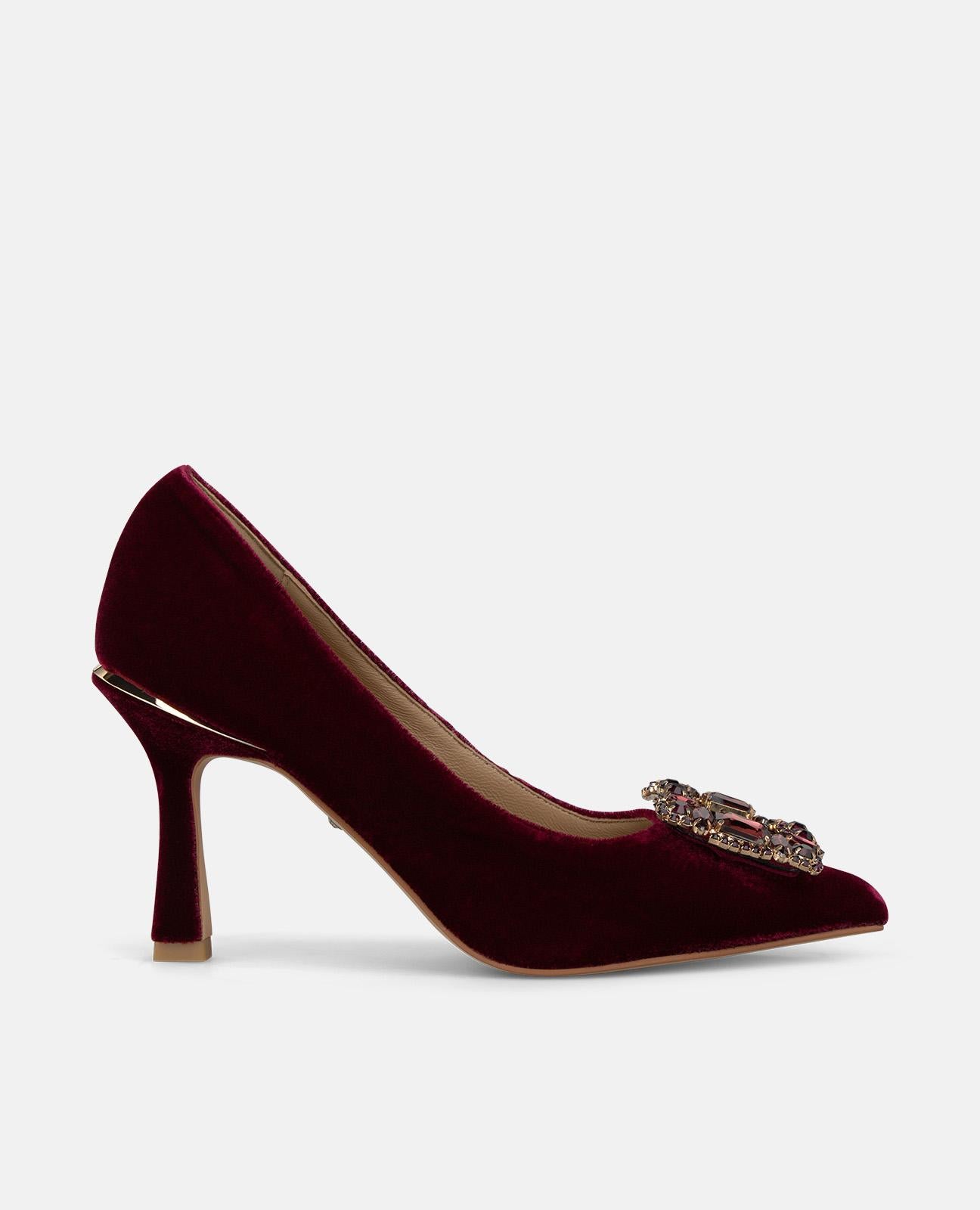 ZAPATO TACÓN ANTE CON FLOR