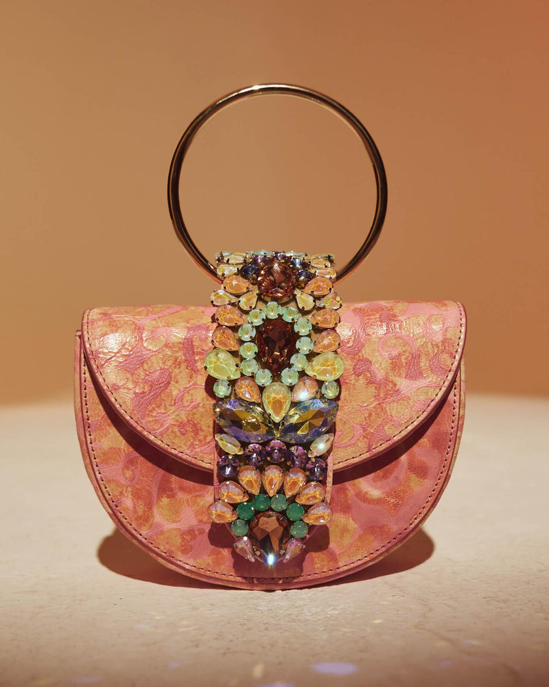 JEWELED HALF MOON BAG