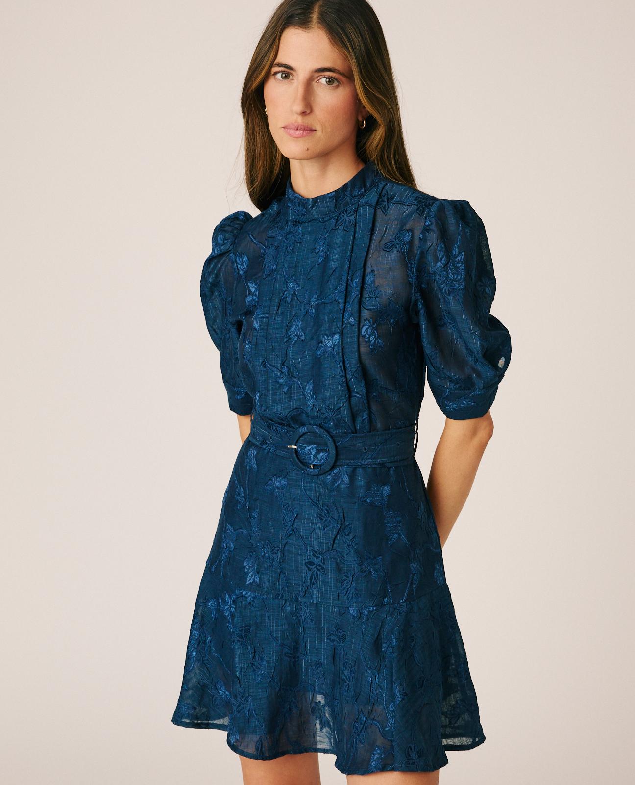 VESTIDO MINI JACQUARD FLORAL