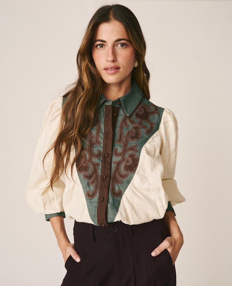 EMBROIDERED LINEN SHIRT
