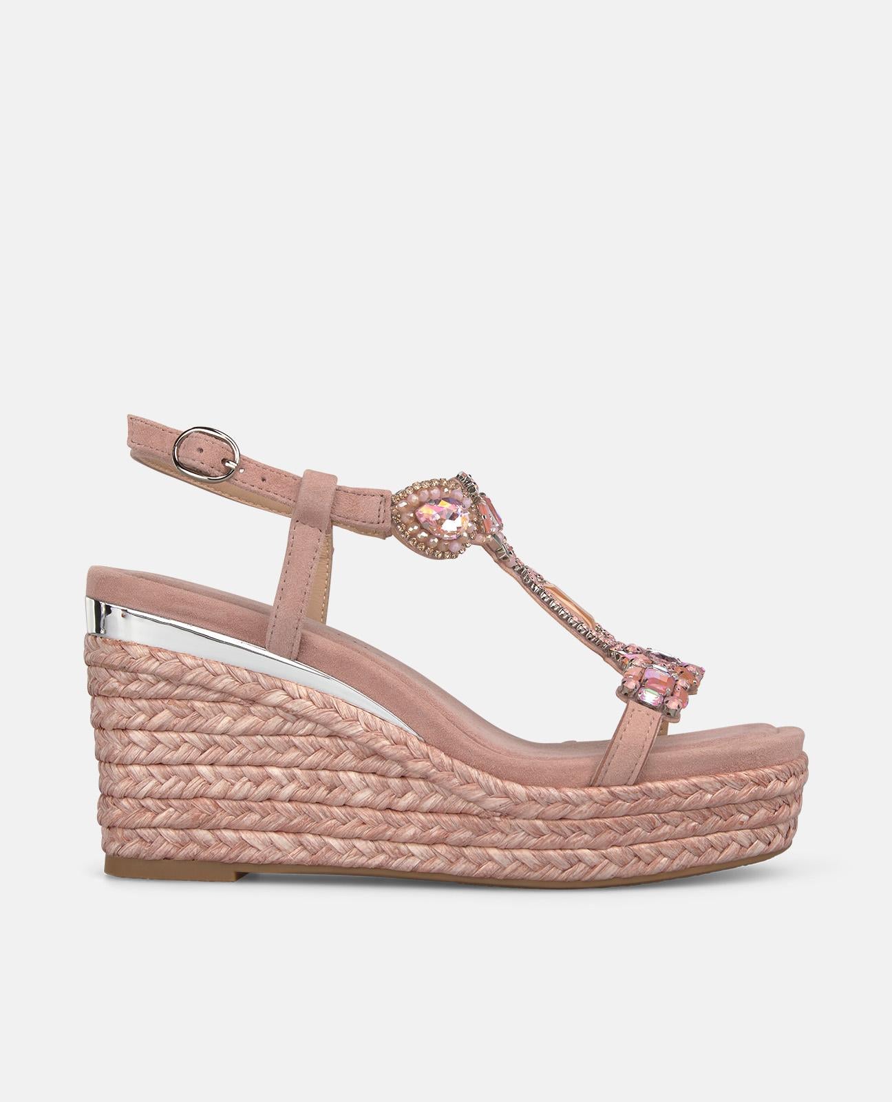 SANDALIA CUÑA ESPARTO TIRA EN T