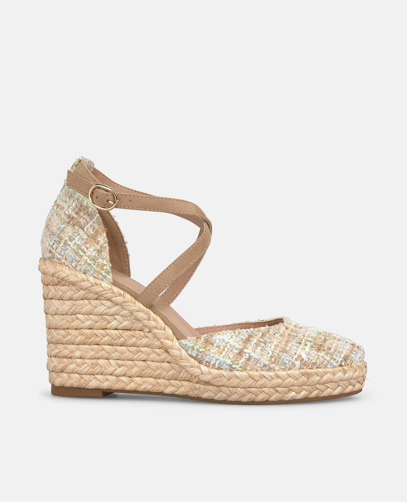 SANDALIA VALENCIANA TELA ALTURA ALTA