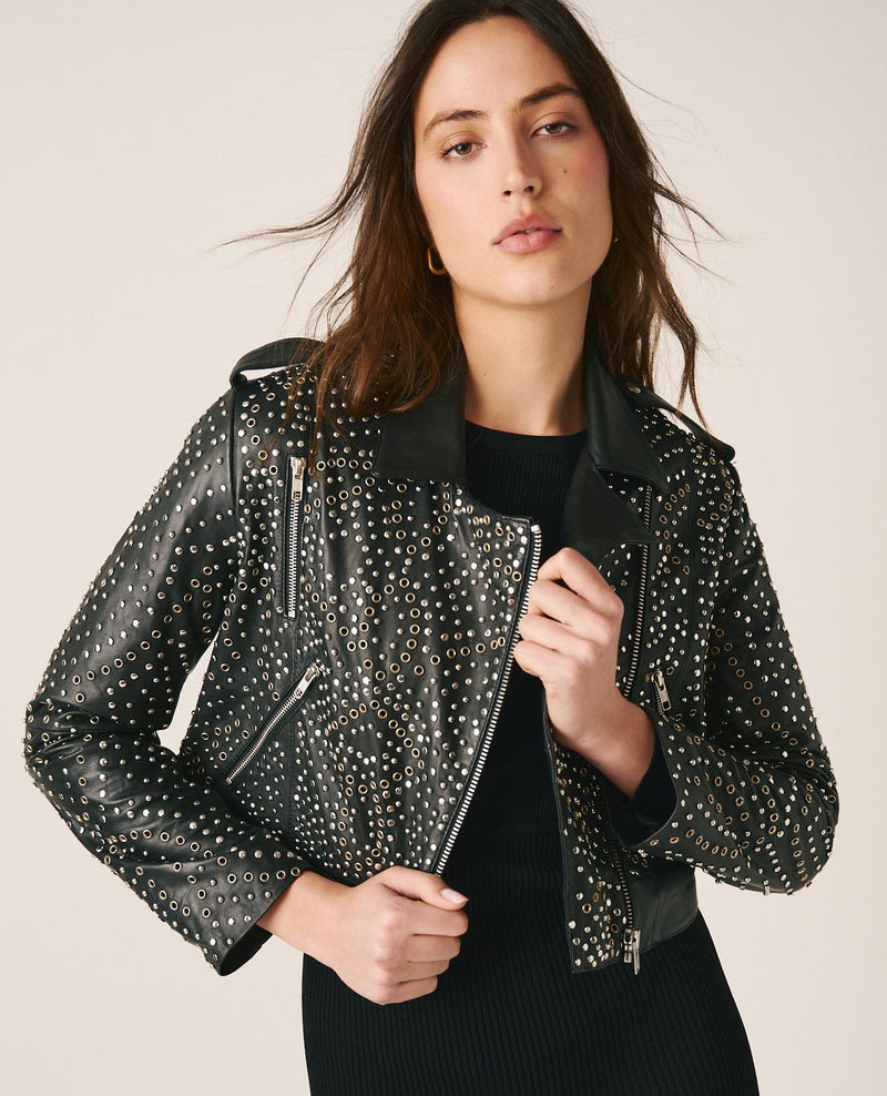 BIKER WITH OPENWORK STUDS