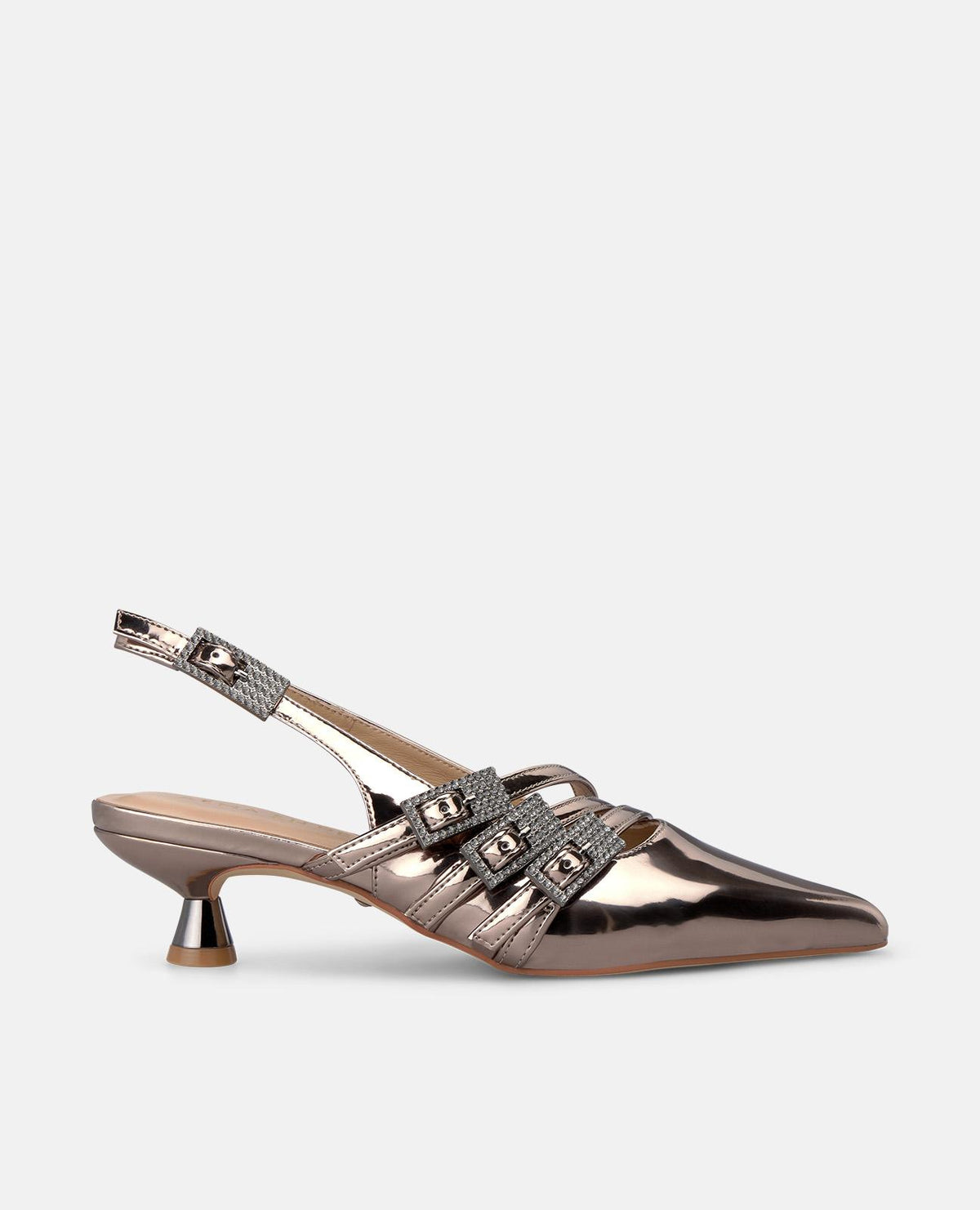 METALLIC OPEN-HEEL SHOE