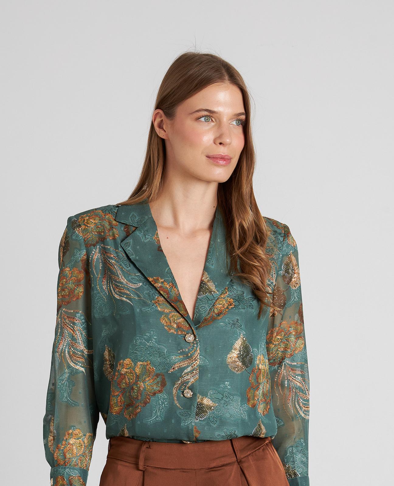 CAMISA ESTAMPADA BOTÓN JOYA