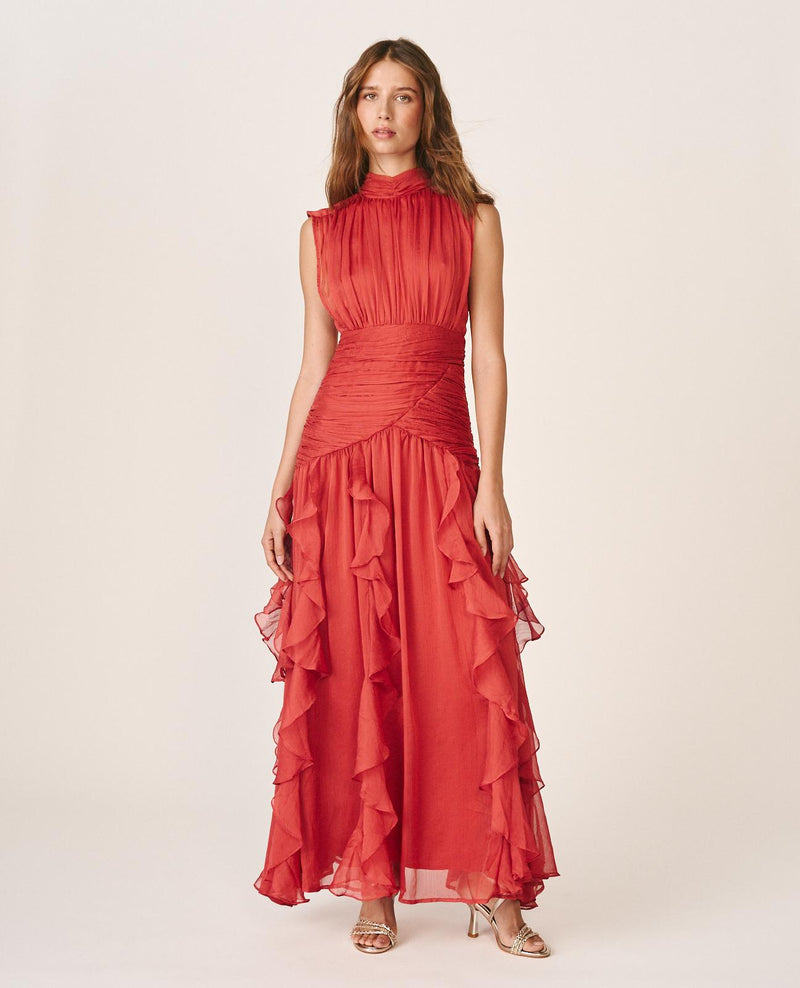 VESTIDO LONGO COM VOLANTES