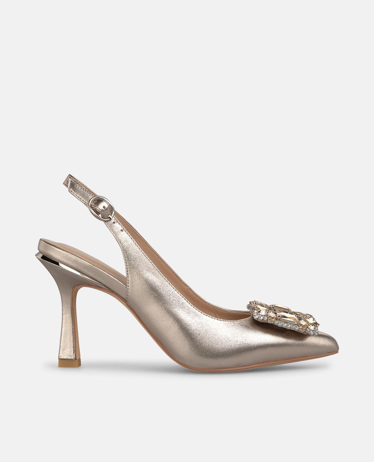 SALON MIT SCHNALLENVERSCHLUSS UND MEHRFARBIGEN STRASSSTEINEN