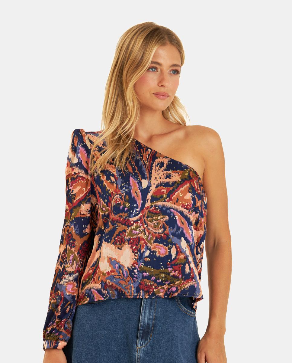 ASYMMETRICAL PRINTED BLOUSE