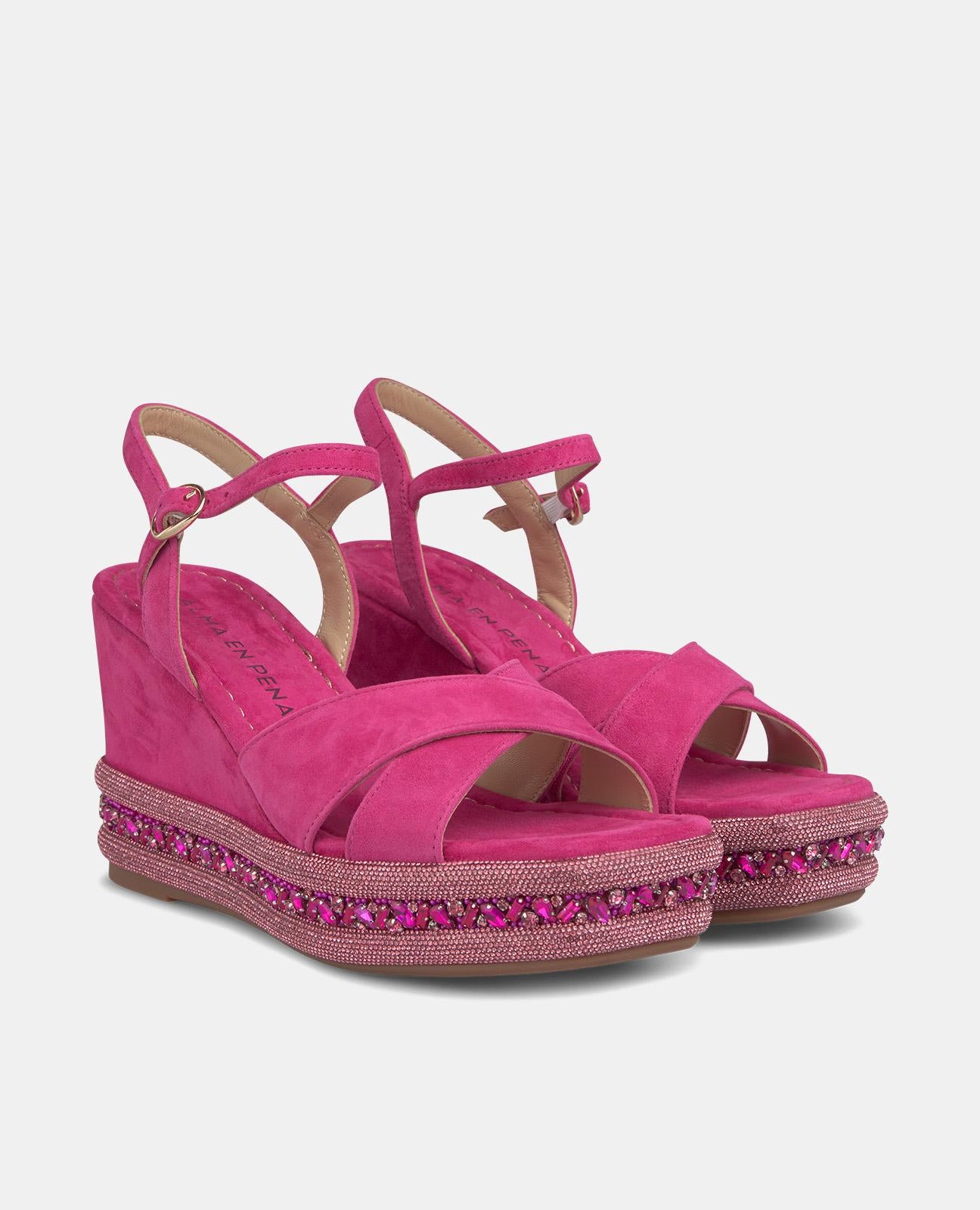 WEDGE SANDAL WITH RHINESTONE SOLE