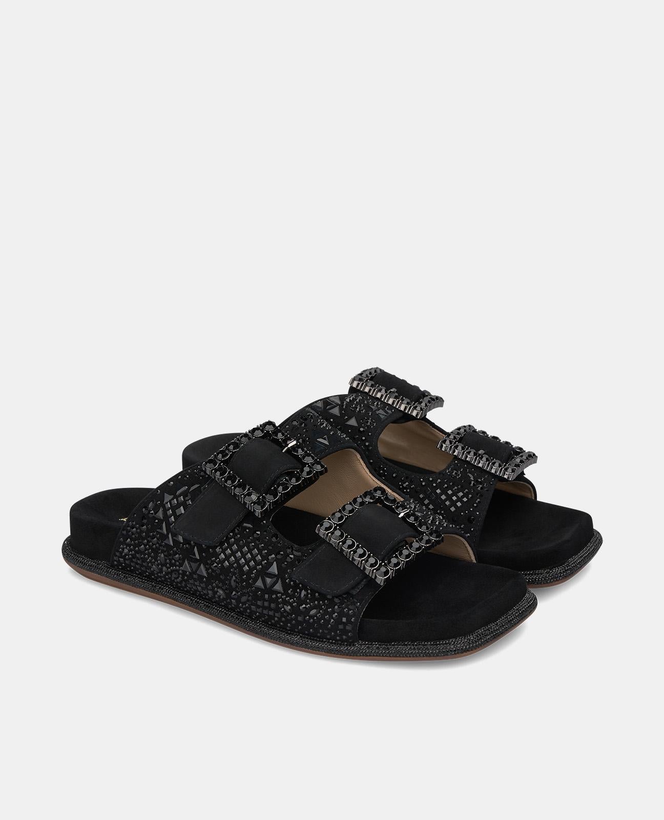 FLAT COMFORT SANDAL WITH RHINESTONES